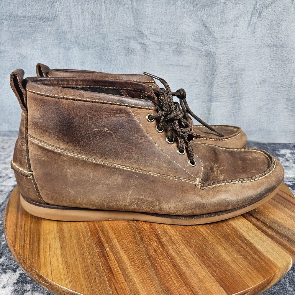 LL Bean Signature Jackman Ranger Moc Toe Chukka Boots Mens 10 D Brown Leather